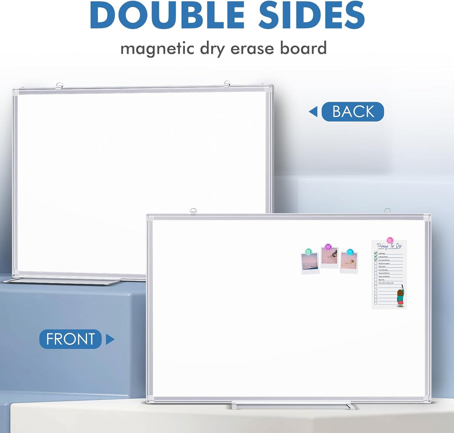 Double Sided White Board Dry Erase, 30 x 20 inch Magnetic Dry Erase Board Whiteboard for Wall, Aluminum Frame Wall-Mounted or Hanging Whiteboard Marker Board Writing Board