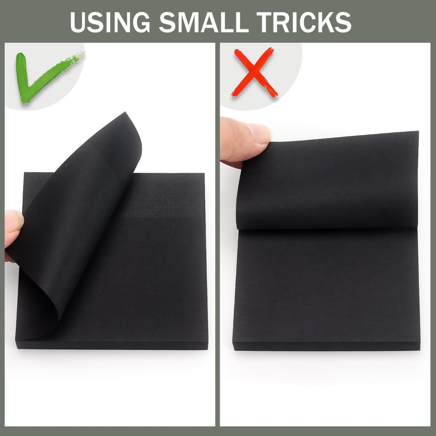 Sticky Notes 3x3 Self-Stick Notes Bright Colors Sticky Notes 4 Pads 90 Sheets/Pad (Black)