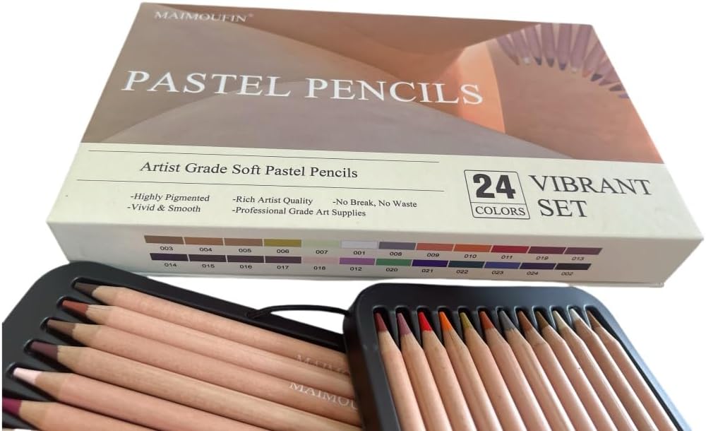 Soft Pastel Pencils 24 Colors Vibrant Drawing Pencil Set Professional Grade Pastels Art Supplies for Drawing Sketching Coloring (Brown)
