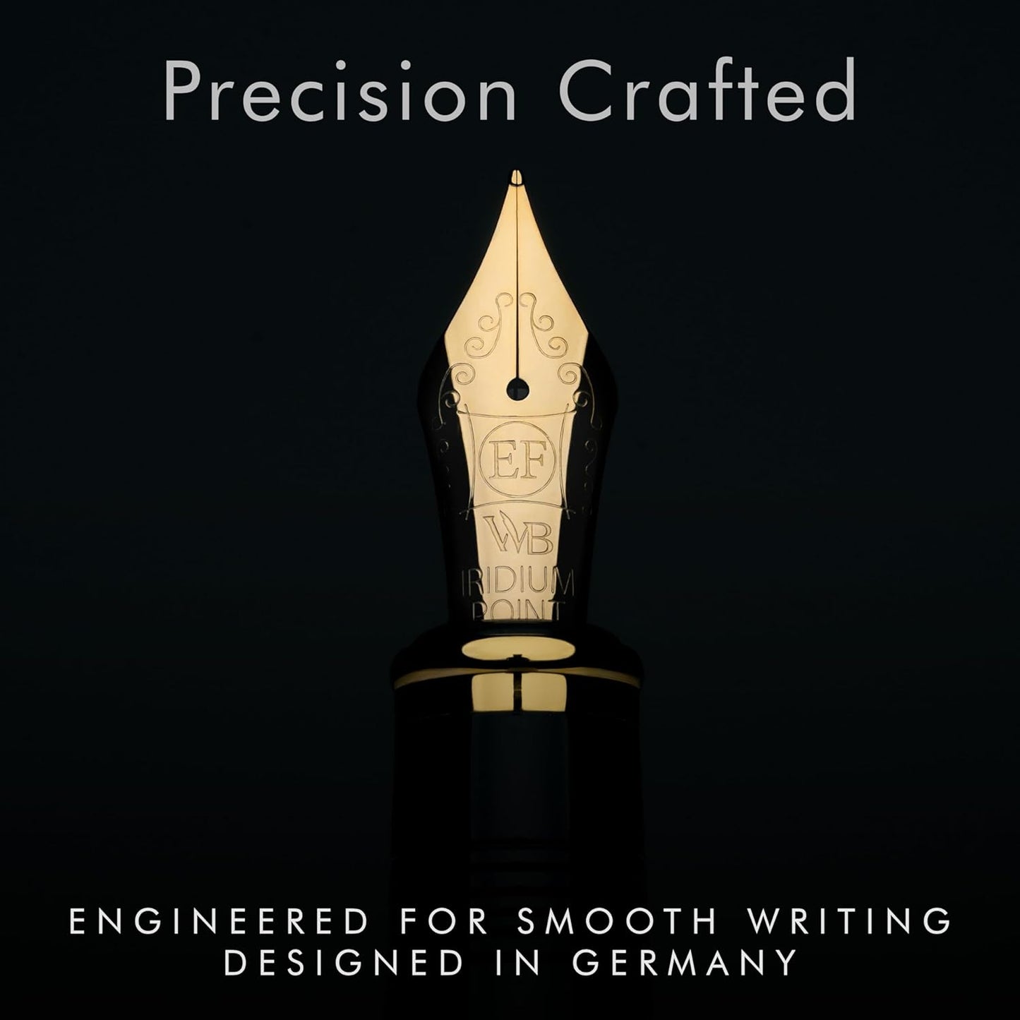 Wordsworth & Black Majesti Fountain Pen-(Black) Luxury Case, 24K Gold Finish; 18K Gilded Extra Fine Nib- Ink Cartridges, Refillable Ink Converter-Calligraphy Pen-Best Business Gift Set for Men & Women