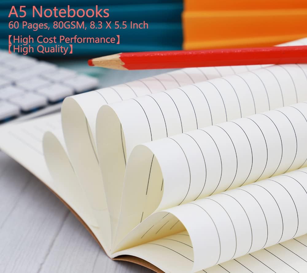 32 Pack Notebook Journals for Travelers, Students and Office, Writing Diary Subject Notebooks Planner with Thick Paper, 60 Pages, 30 Sheets, 8.3x5.5 inch, A5 Size, Travel Journal Set (Lined)