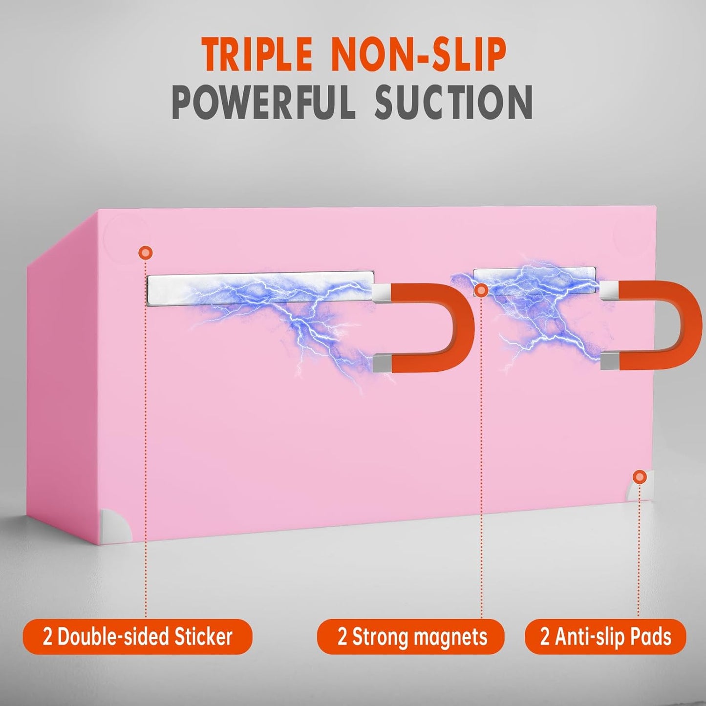 Magnetic Dry Erase Marker Holder, Acrylic Magnet Pen Holder for Whiteboard, Refrigerator, Magnetic Fridge Organizer for Office, Classroom, Whiteboard Maker Holder, Locker Organizer-Pink