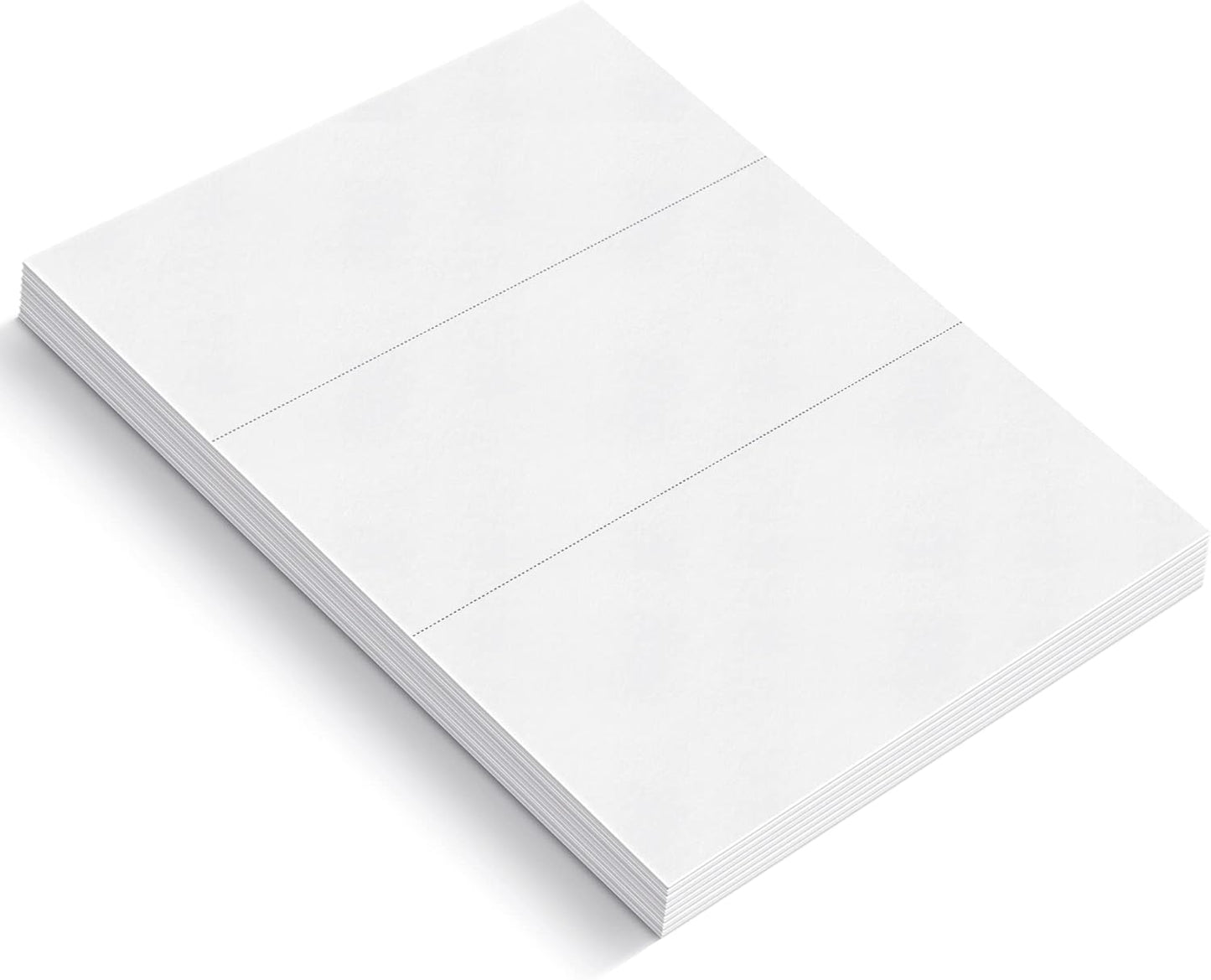 50-Sheet Pack Of 110lb White Cardstock Thick Perforated Paper, 8.5x11 With 3 Per Page - 3.66x8.5 - Blank Heavy Weight Cover Card Stock - 50 Sheets With 150 Cards (3up - 3.66x8.5)