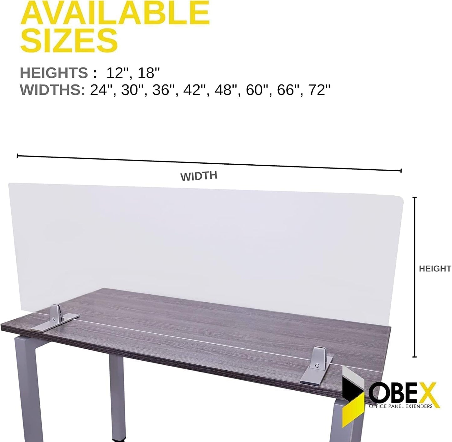 OBEX Acrylic Free Standing Screen, Divider for Desk Privacy Home & Office Partitions for Table Top Workstation, Portable Cubicle Panel for Work, 24" x 24", Clear