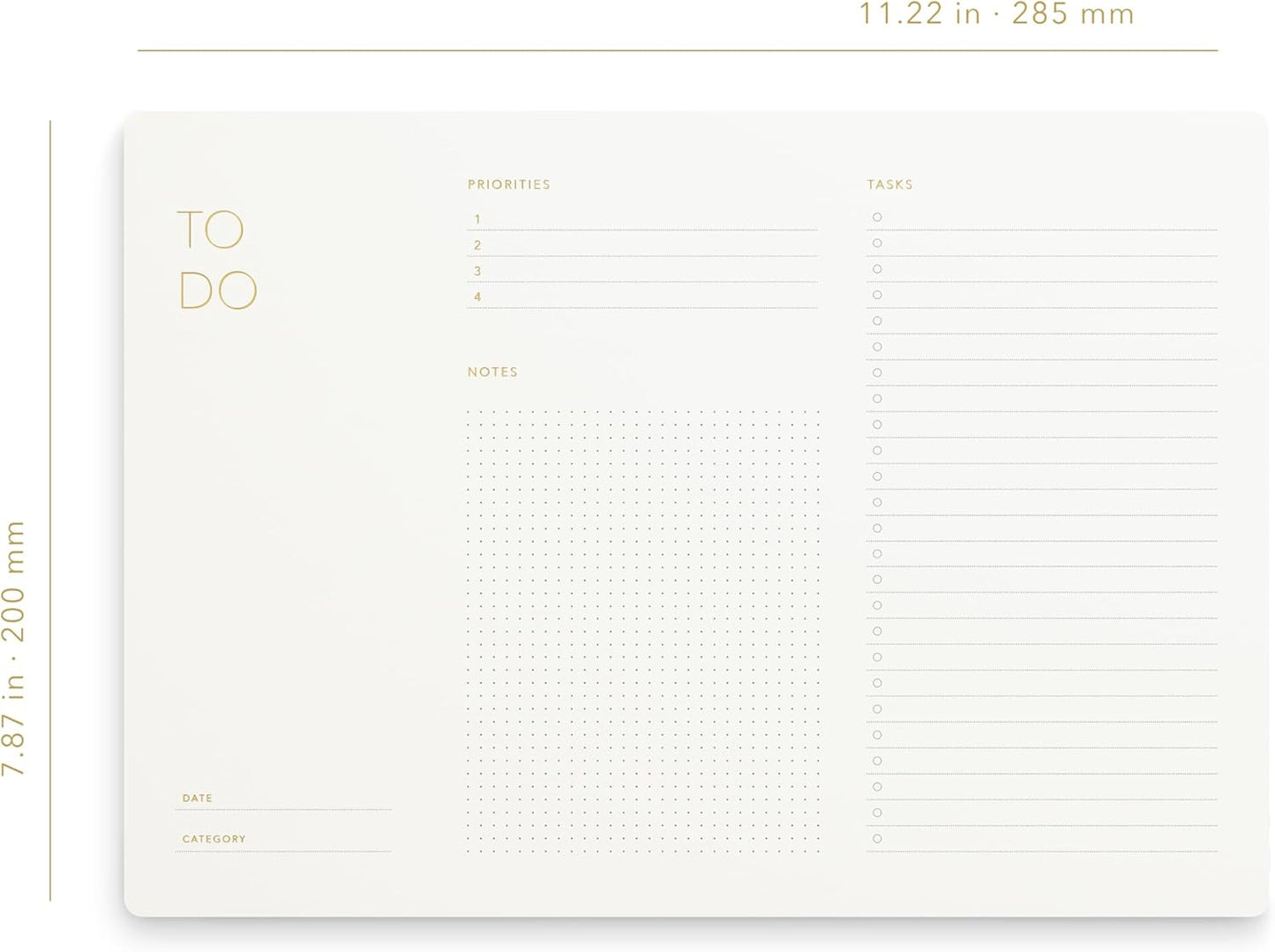 Elegant To Do List Notepad with Mouse Pad Feature, 11.22" x 7.87", 50 Tear-Off Sheets, Gold Foiled, Daily Planning, Eco-friendly To Do List Planner, FSC™ Certified To Do List Notebook for Work