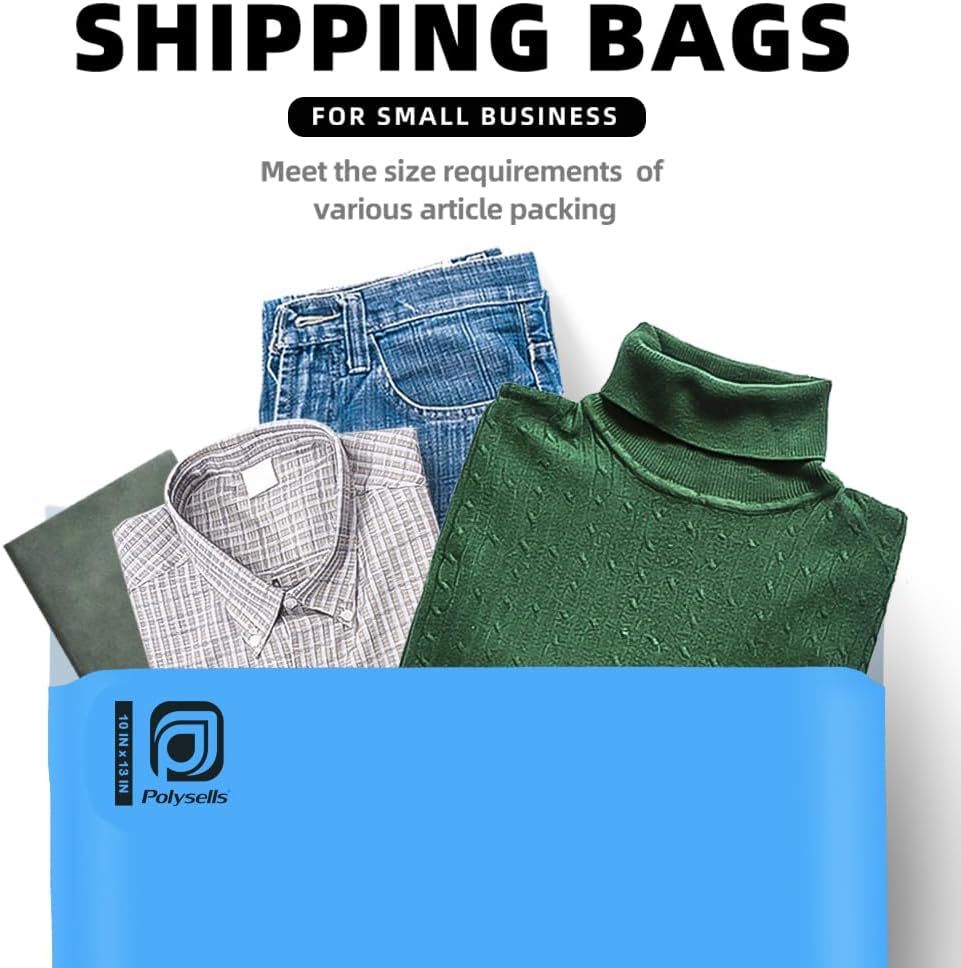 POLYSELLS 1000 pcs 10x13 Inches Blue Poly Mailers Shipping Envelopes, Strong Adhesive Sealing, Waterproof, and Tear-resistant Postal Mailing Bags for Clothing, Books, and Accessories