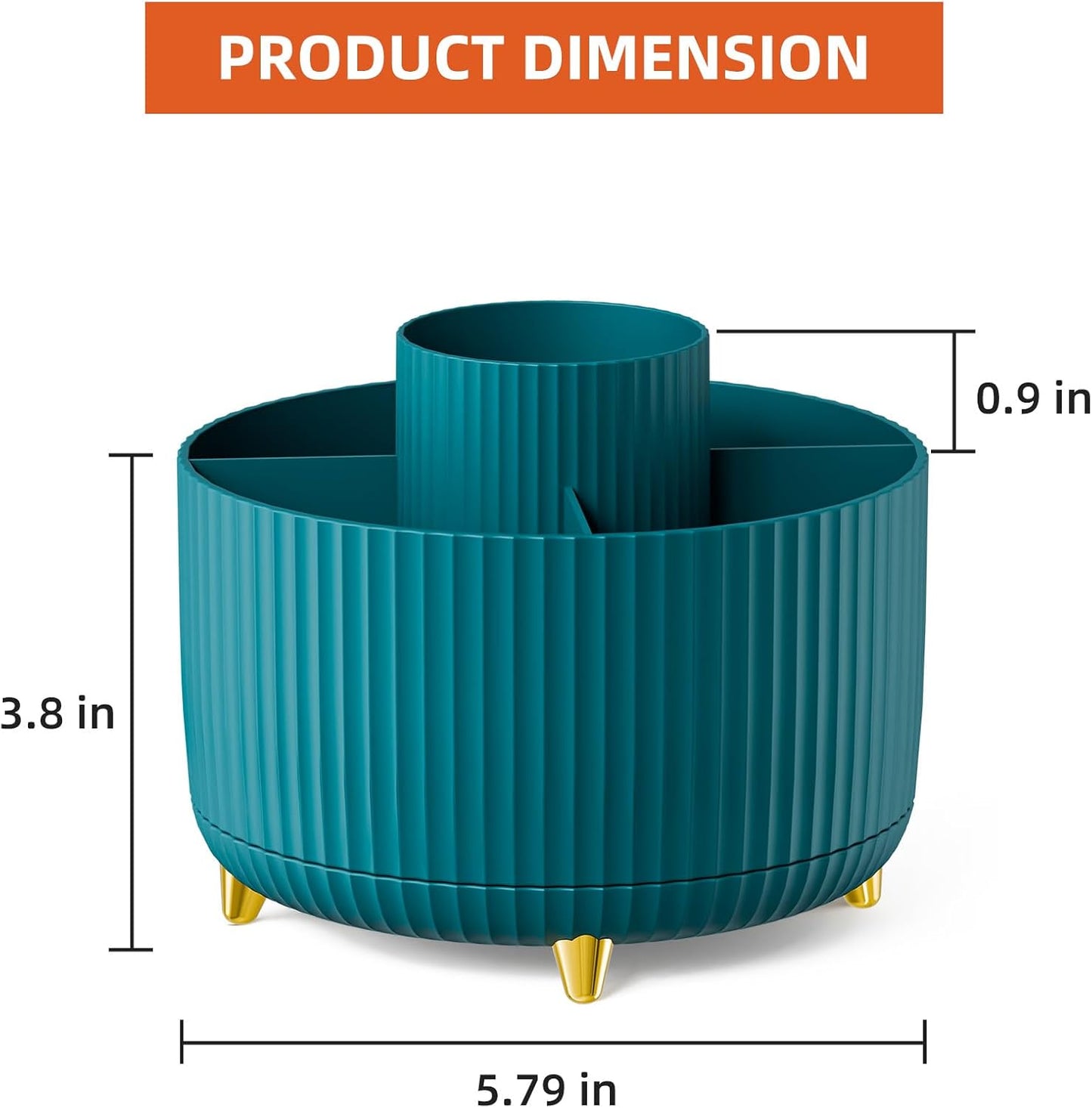 Marbrasse Desk Organizer, 360-Degree Rotating Pen Holder for Desk, Desk Organizers and Accessories with 5 Compartments Pencil Organizer, Art Supply Storage Box Caddy for Office, Home（Green）