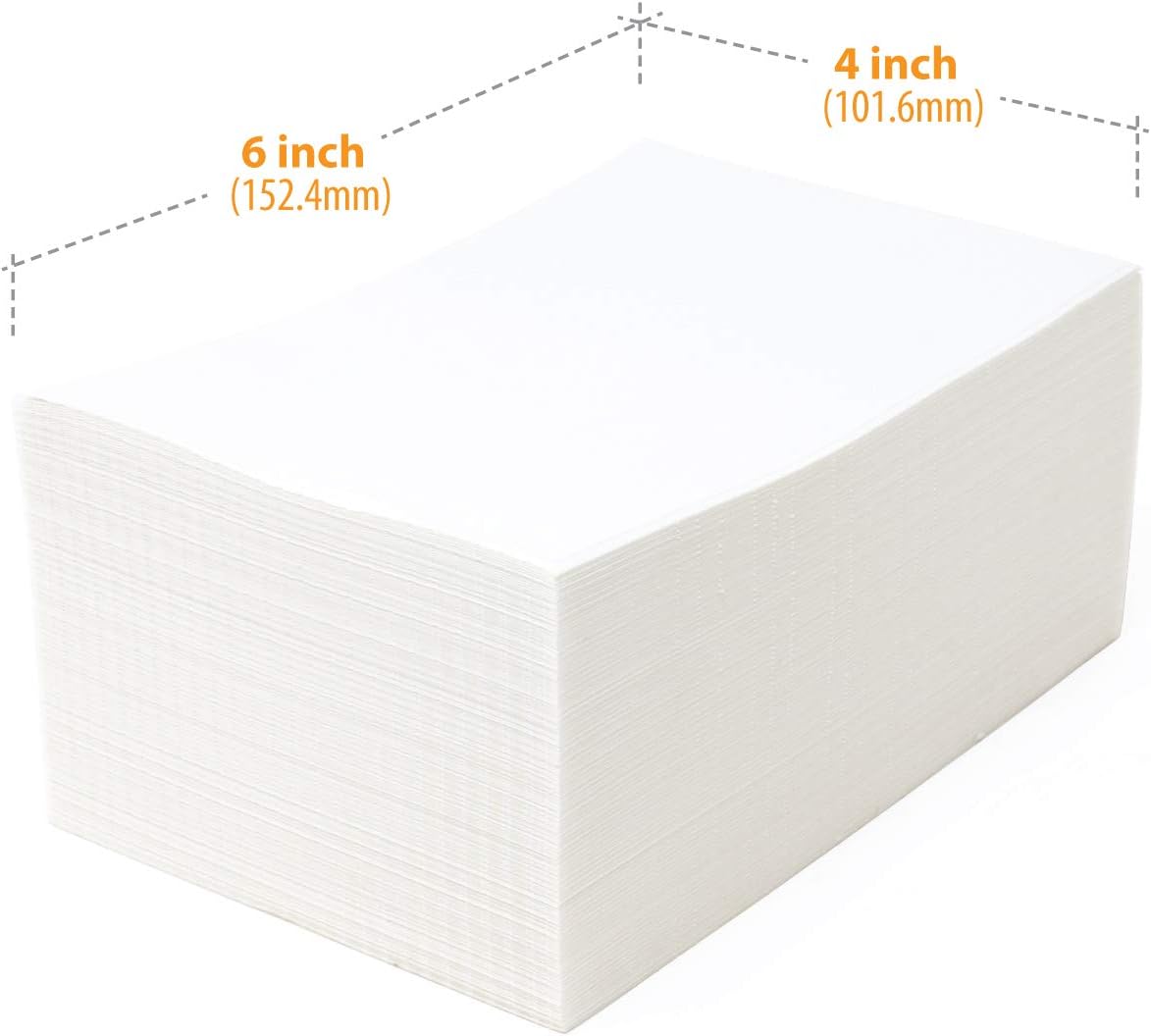 Buhbo 4" x 6" Direct Thermal Labels - Perforated BPA Free - Compatible with Zebra & Rollo Printer - Commercial Grade Shipping (500 Fanfold Labels)