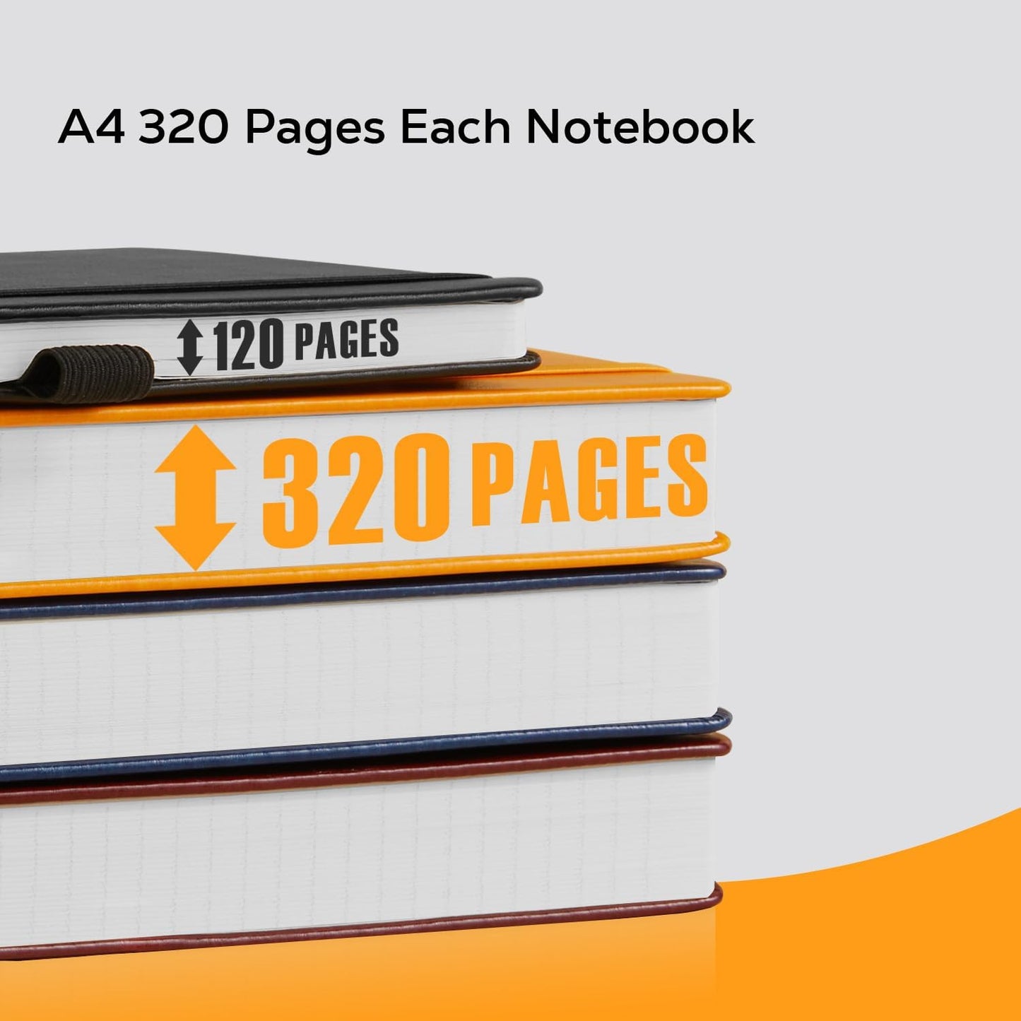 A4 Hardcover Notebook, Large 8.5 x 11 Notebook Journals for Writing Note Taking Women & Men, 320 Pages Hardcover Work Notebook Journal Notepad Writing Pads, Orange