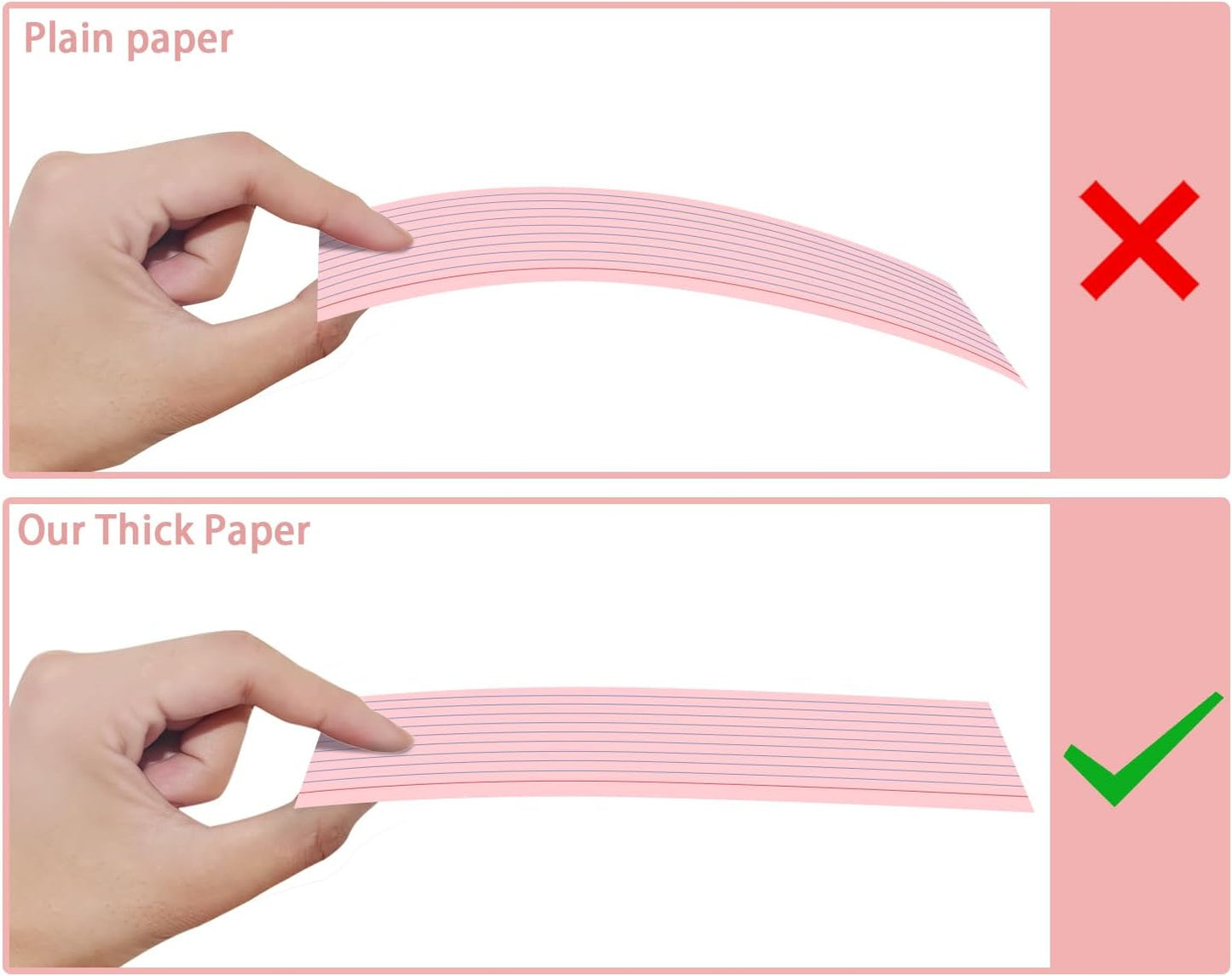 Pink Index Cards 3x5, 200 Pack, Ruled Index Cards, Flash Cards for Studying, Heavy Note Cards for Office, Home and School, 4 Packs of 50