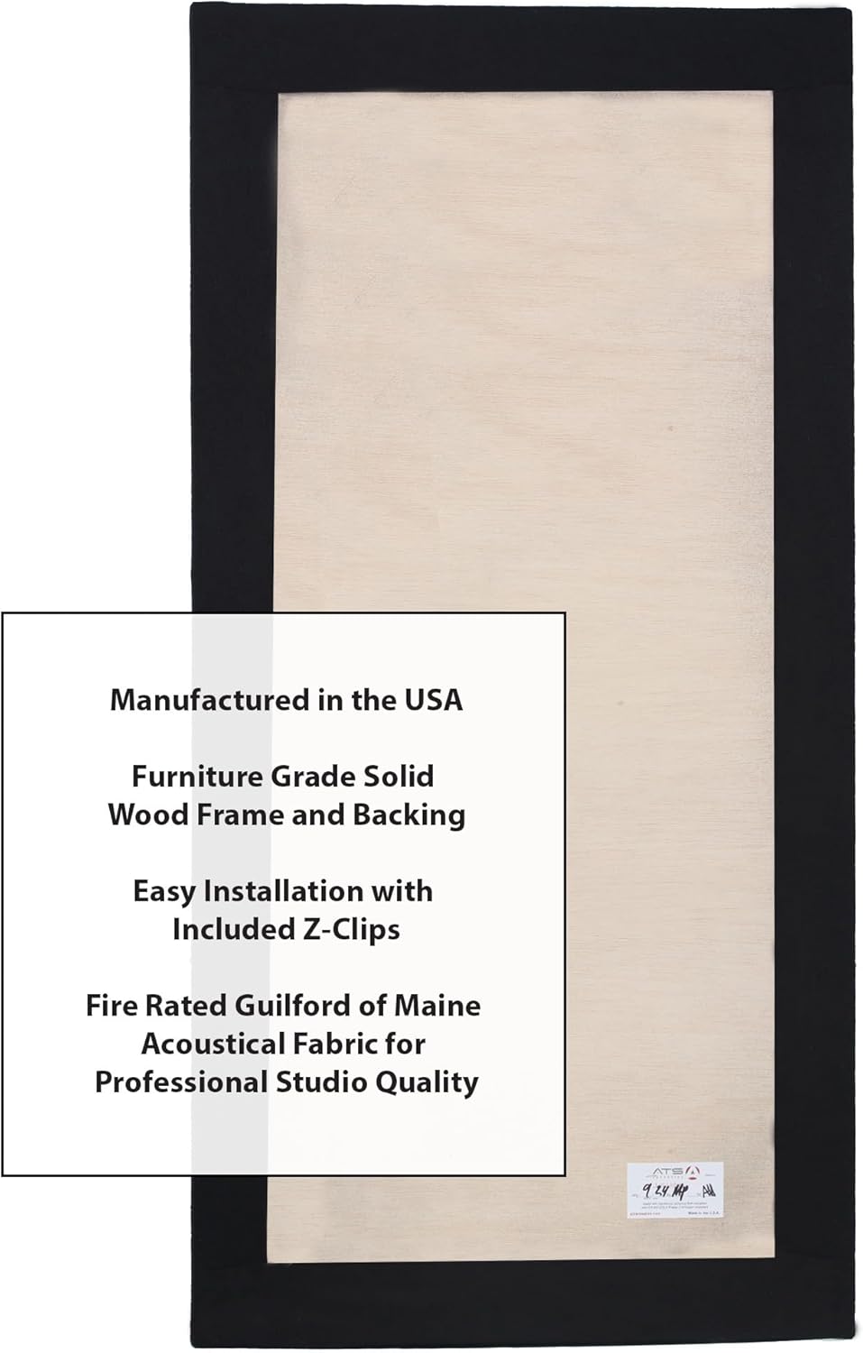 ATS Acoustics Sound Absorbing Acoustic Panel Fire Rated Professional Studio Quality 24" x 48" x 2" (Pitch)