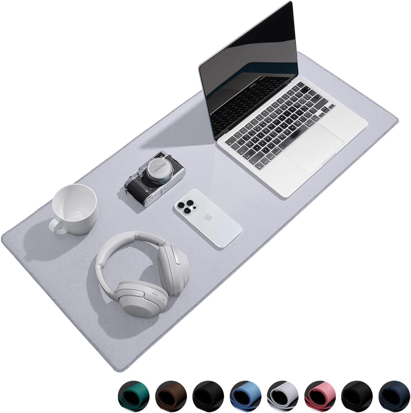 Waterproof Large Gaming Mouse Pad with Durable Stitched Edges, Non-Slip Rubber Base, Grainy Jacquard Mouse Mat Desk Pad for Home Office Gaming, 31.5"x11.8"x0.12", Light Gray