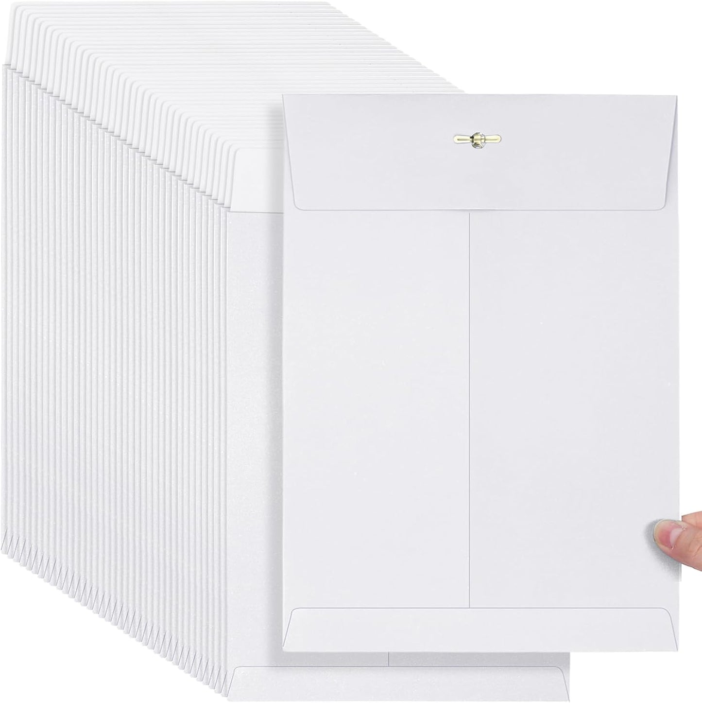 Teling 50 Pcs Manilla Envelopes Clasp Kraft Catalog with Closure for Storing Mailing 28 lb Kraft Envelope Paper for Office Document School Business Home(White,9 * 12)