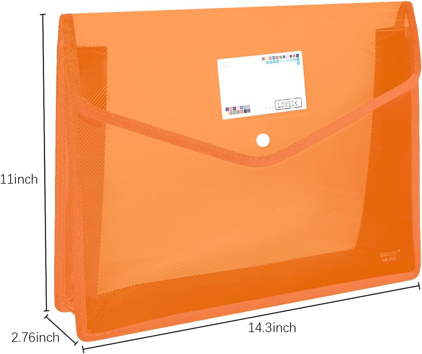 Plastic File Folders Legal Size Expandable Document Folder with Snap Button Closure, B4 Expanding File Wallet Envelopes Pouch with Label Pocket, 2 Packs, Orange