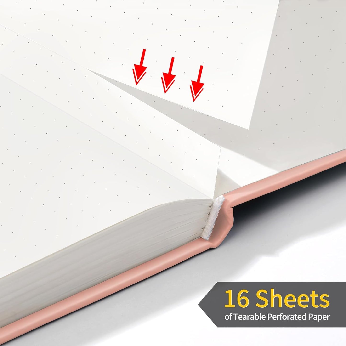 Annecy Numbered Bullet Dotted Journal Notebook, Medium 5.5x 8.25, 160 Pages 100GSM Writing Paper, A5 Peach Pink Faux Leather Cover with Pen Loop