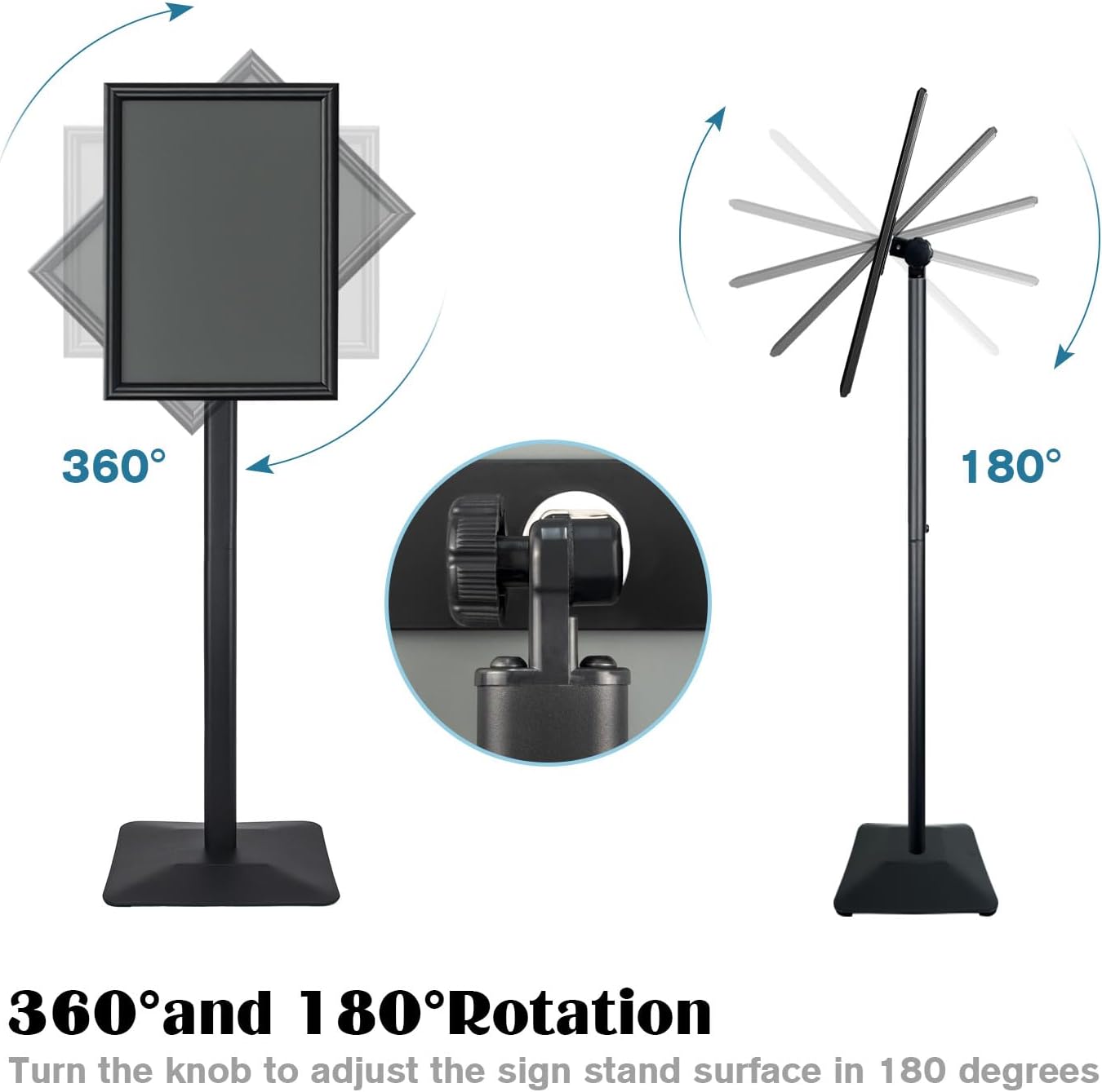 Sign Stand for Display, 11lbs Integrated Rod Heavy Duty Pedestal Floor Signage Stand Holder, for Outdoor or Indoor Advertising (11 x 17, Black, 3Pack)