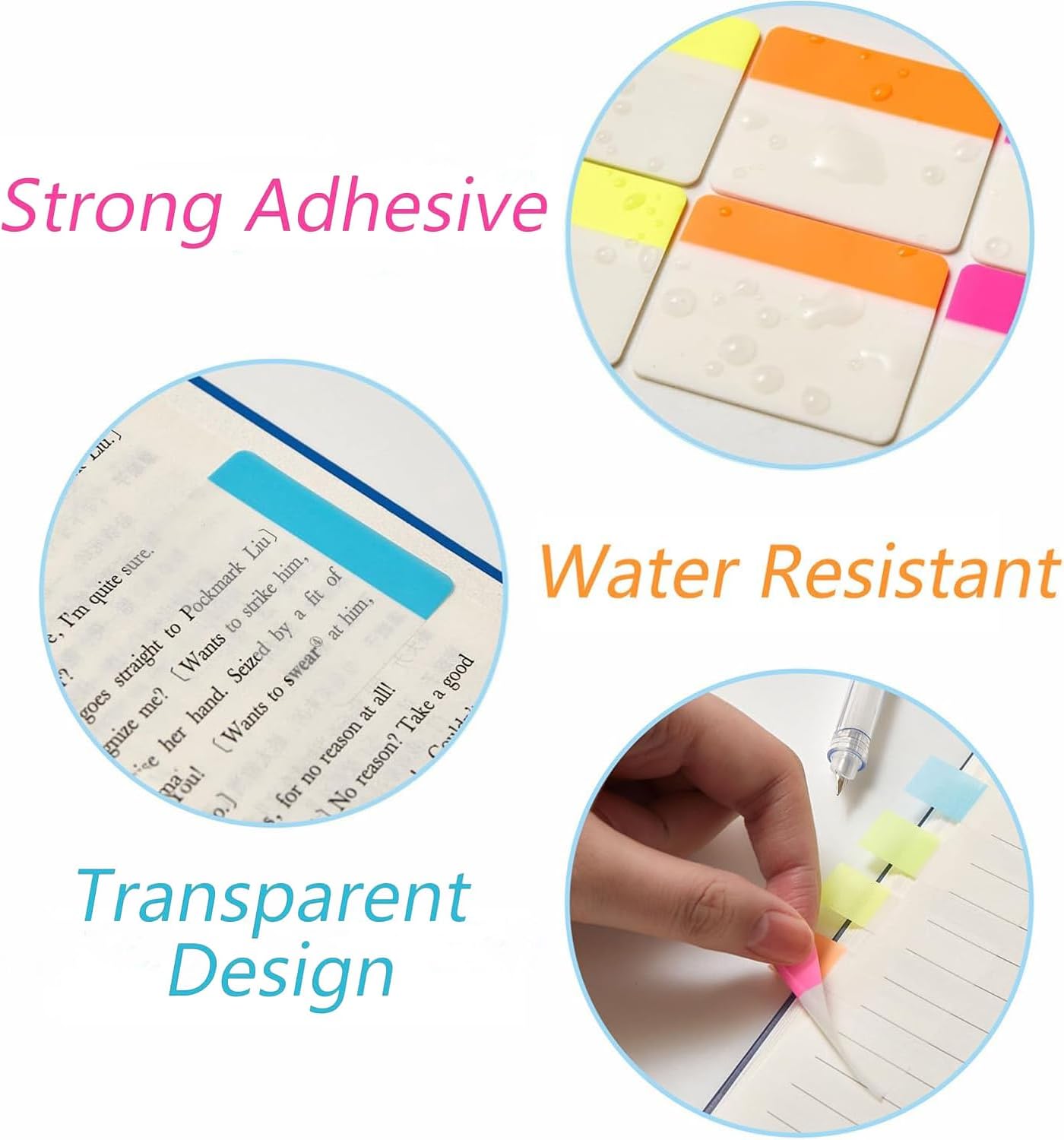 Sticky Tabs – Book tabs, Page Labels for Books, Files & Binders – Strong Adhesive & Repositionable Index Markers for Notebooks& Journals（500 Pieces 2 Inch 21 Sets 10 Colors）