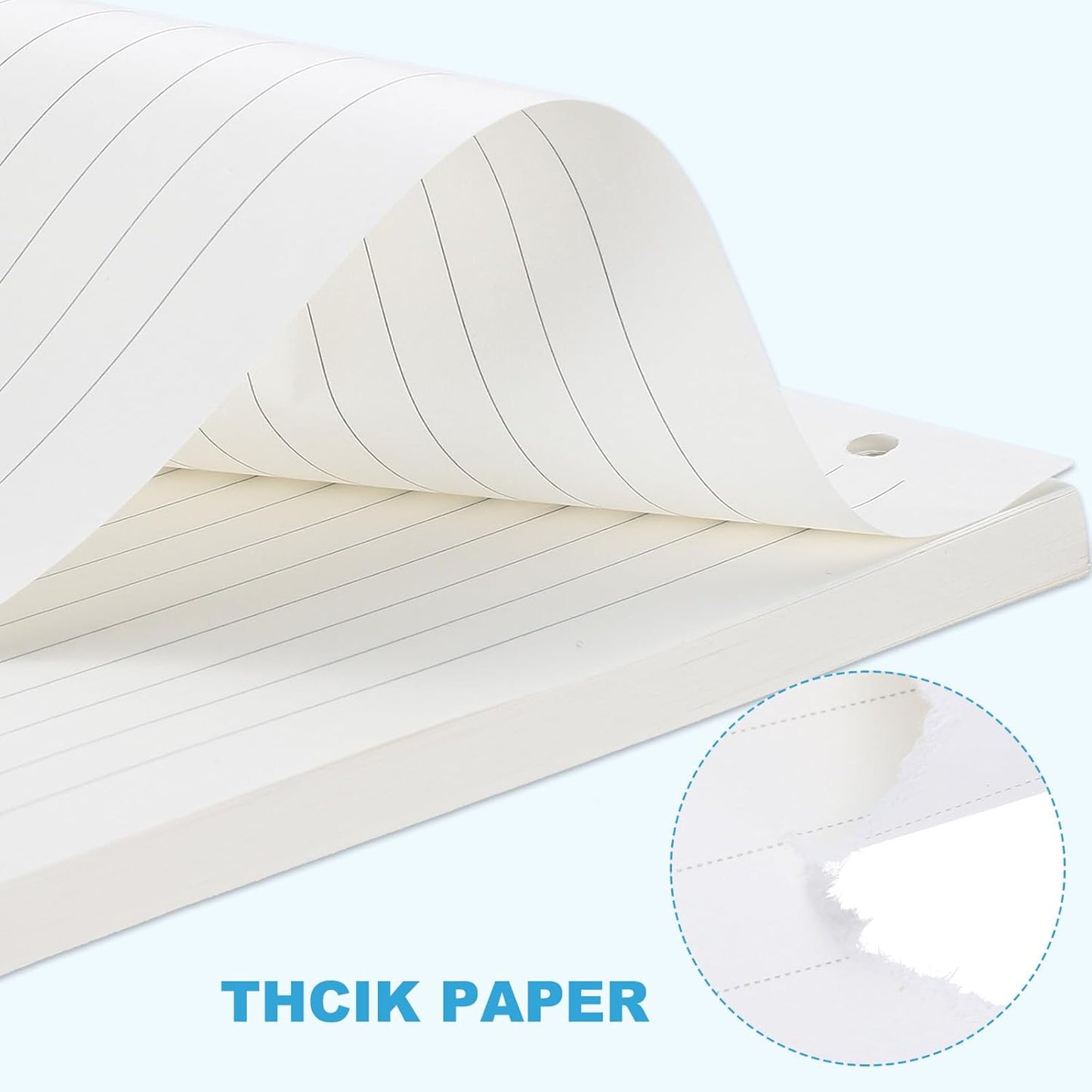 PATIKIL A5 Ruled Refills Inserts 6-Ring Binder Loose Leaf Planner Filler Paper Planner Inserts, 80 Sheets/160 Pages, Lined, White