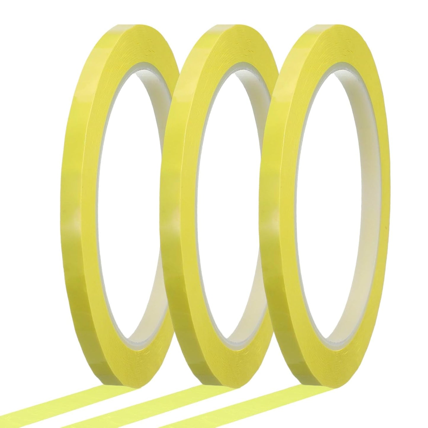 MECCANIXITY Whiteboard Tape 1/4" x 72 Yard Pinstripe Graphic Chart Line Grid Marking Tapes for Classroom Office Dry Erase Board Art, Light Yellow, Pack of 3