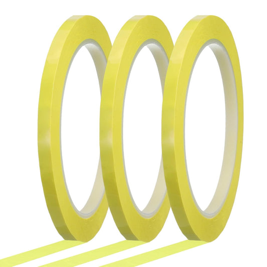 MECCANIXITY Whiteboard Tape 1/4" x 72 Yard Pinstripe Graphic Chart Line Grid Marking Tapes for Classroom Office Dry Erase Board Art, Light Yellow, Pack of 3