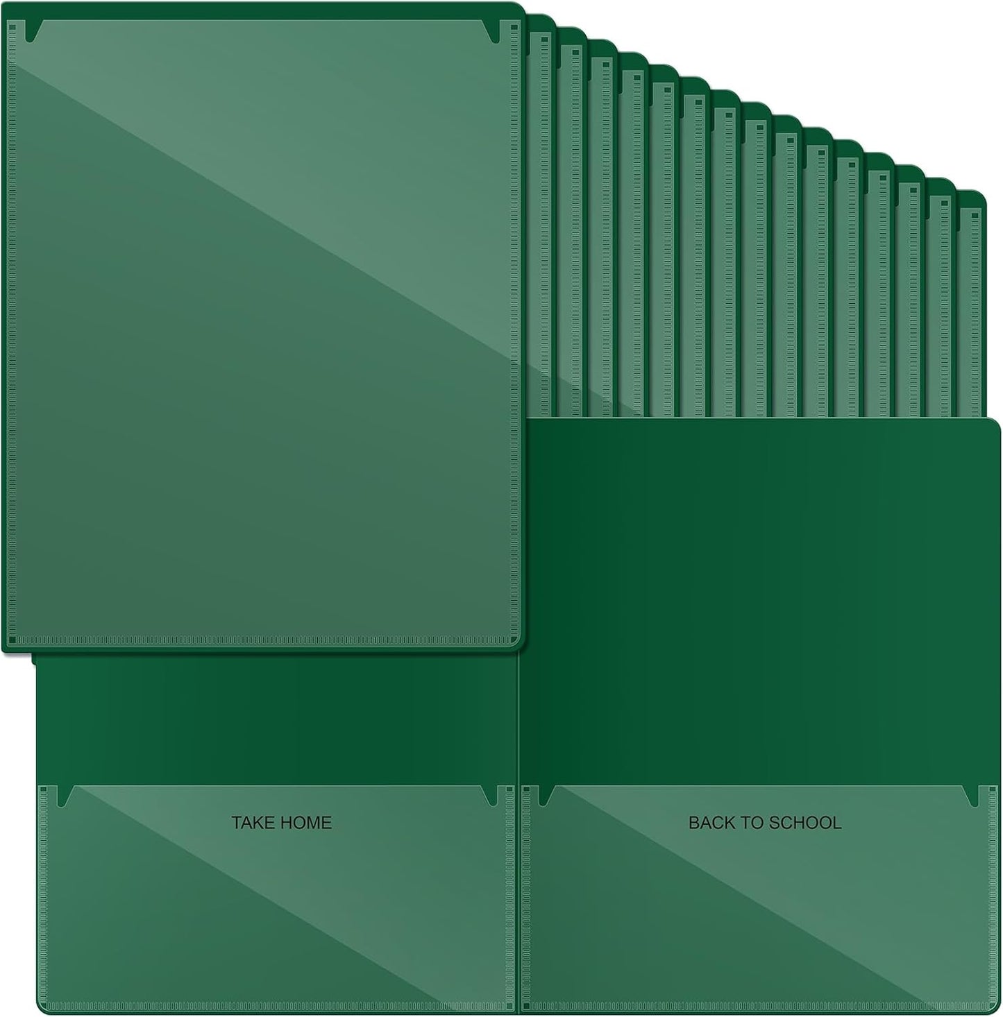 Henoyso 72 Pcs Plastic Take Home Folders with 2 Pockets Parent Teacher Classroom Communication Homework Folder for Students Parent Teacher Connect (Dark Green)