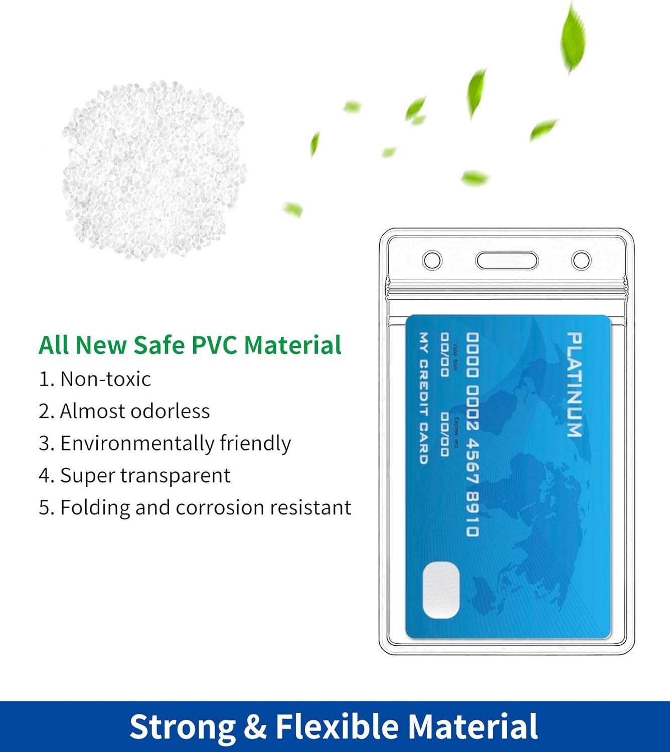 100 Pack Vertical ID Badge Holder, Clear Plastic Work Key Card Sleeve, Name Tag Holders Cover Protector with Waterproof Resealable Zipper Type for Nurses Lanyard, Fits Credit Size Cards