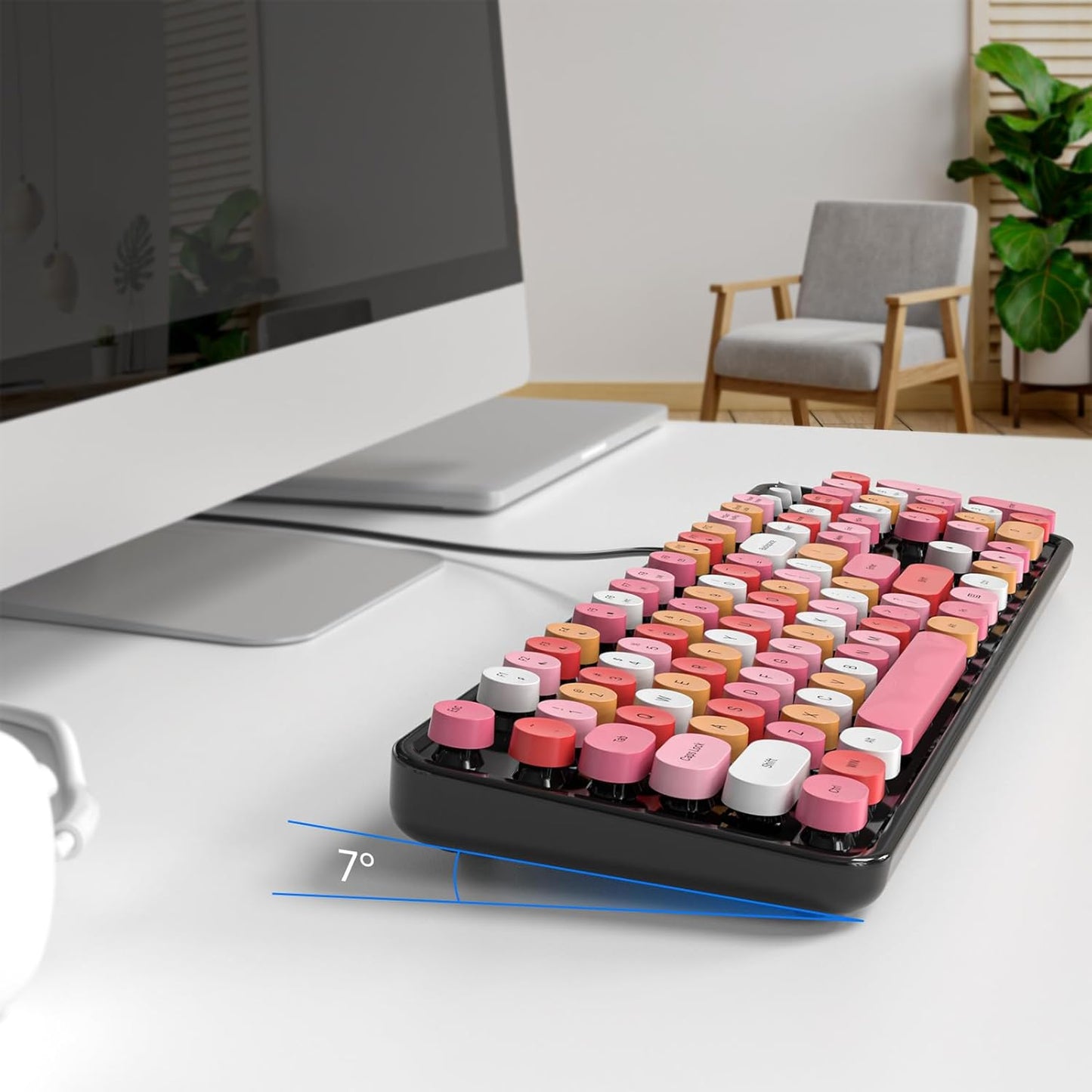 Wired Keyboard, 104 Keys Full-Sized Typewriter Keyboards, USB Plug and Play Office Keyboard with Number Pad, Caps Indicators for Windows 7 8 10, PC, Laptop, Desktop (Black Colorful)