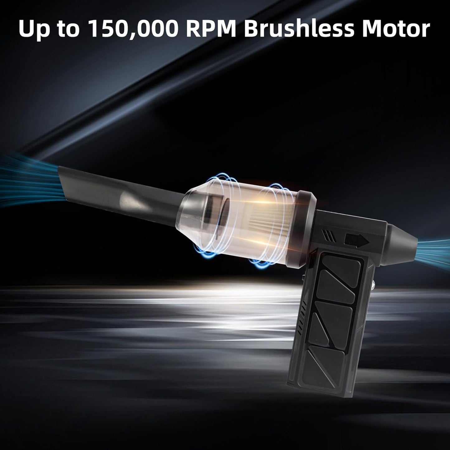 Electric Air Duster with Blow & Suction Dual Function | 150,000 RPM Brushless Motor, Type-C Rechargeable, 4 Speeds & LED Light | 8000mAh Long Battery Life | Portable Blowing and Suction Fan