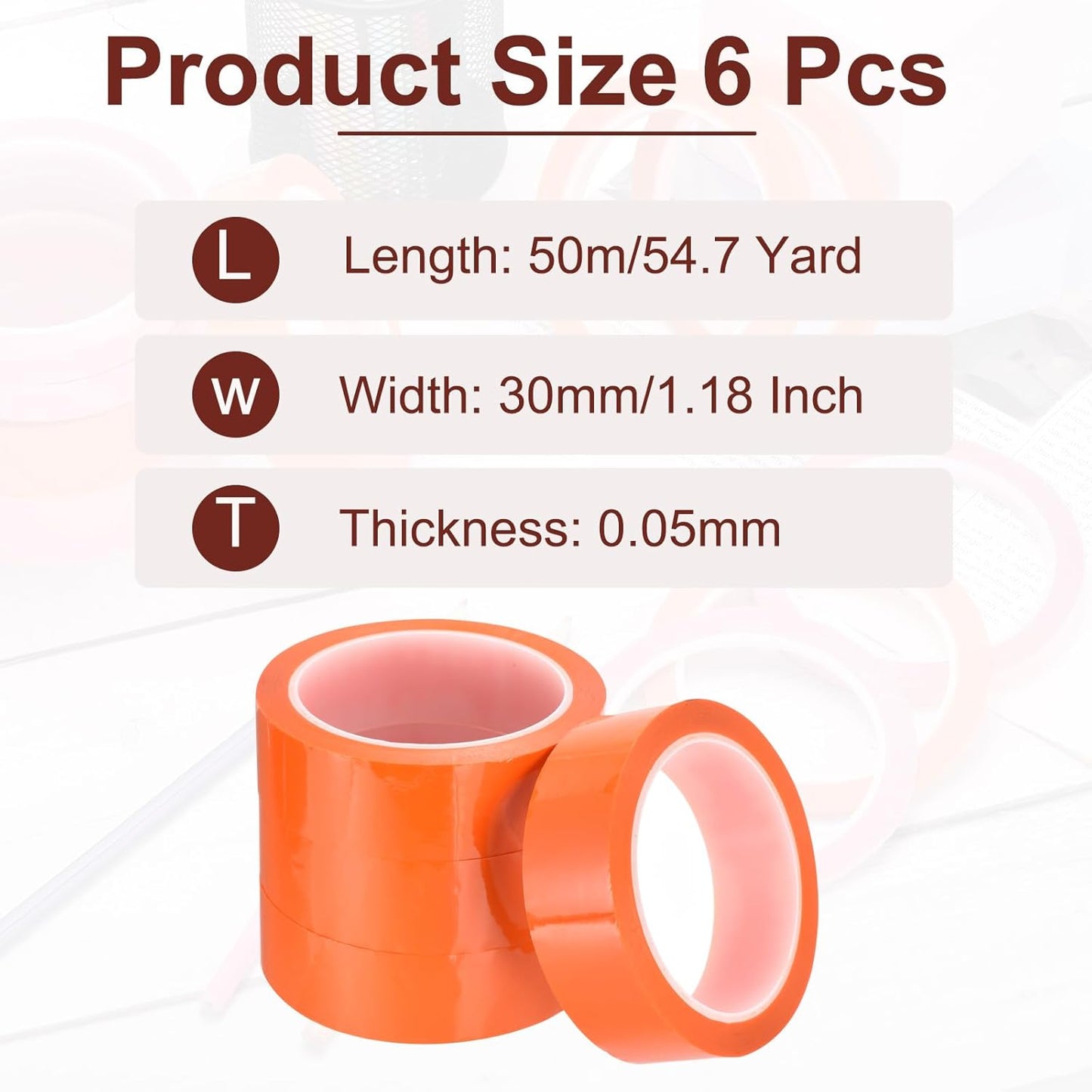 MECCANIXITY 6 Rolls Whiteboard Tape Graphic Chart Tape 30mm 54.7 Yard Art Tape Thin Self-Adhesive Pinstripe Tape Masking Tape for Gift Wrapping Craft Supplies, Orange