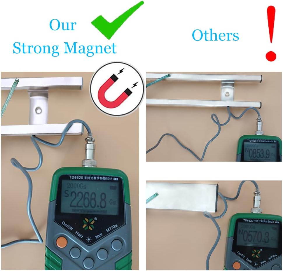 YIIYIIN 18 Inch Magnetic Knife Holder for Wall Mount-Magnetic Knife Strips with 12 Hook-304 Stainless Steel Wall Magnetic Knife Bar Rack-Knife Block-Knife Rack-Utensil Hanger-Kitchen Utensil Holder