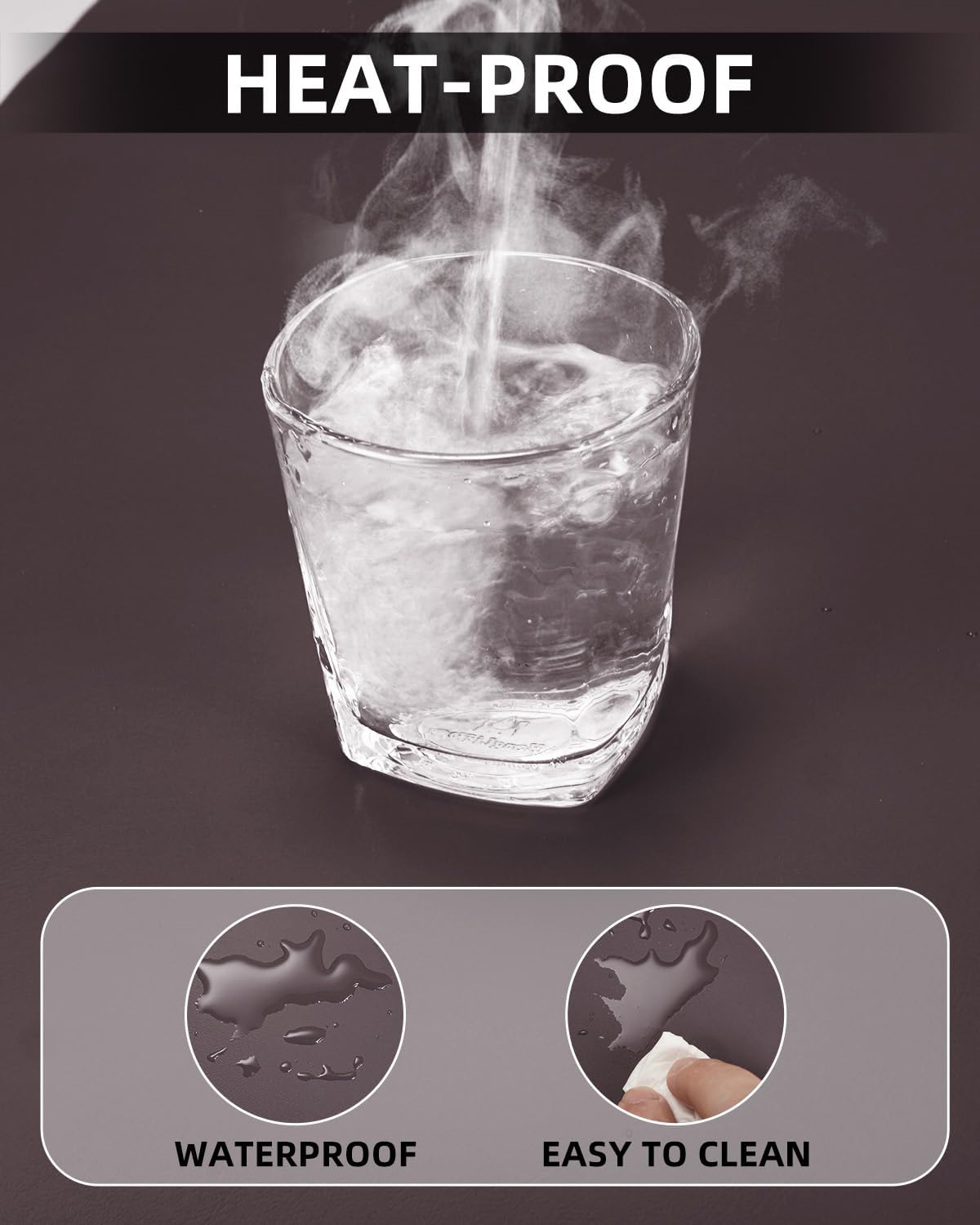 Leather Desk Pad Protector,48"x 17"Desk Mat Large, Mouse Pad, Non-Slip PU Leather Desk Blotter,Waterproof Desk Pad for Office/Home(Coffee)