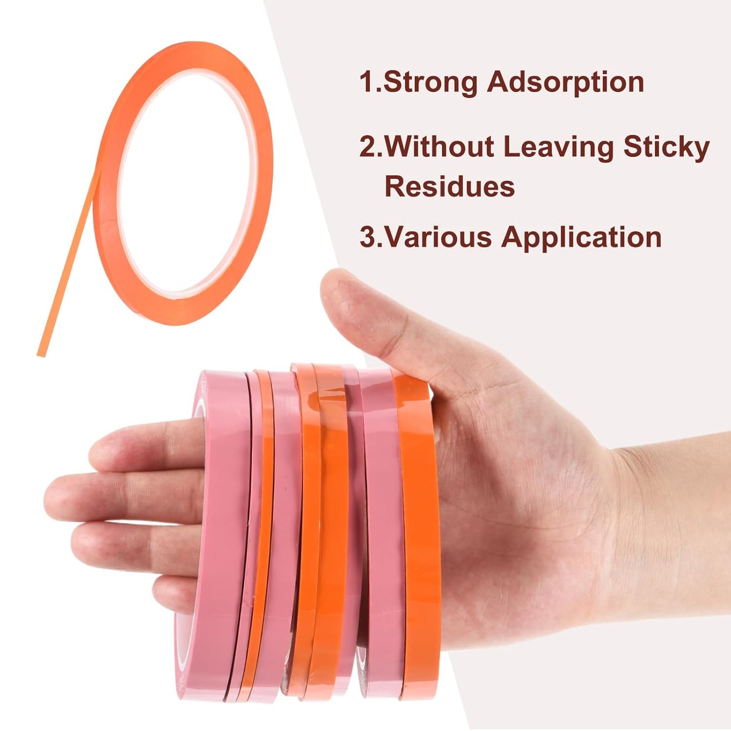 MECCANIXITY 10 Rolls Whiteboard Tape Graphic Chart Tape 3mm 54.7 Yard Art Tape Thin Self-Adhesive Pinstripe Tape Masking Tape for Gift Wrapping Craft Supplies, Orange
