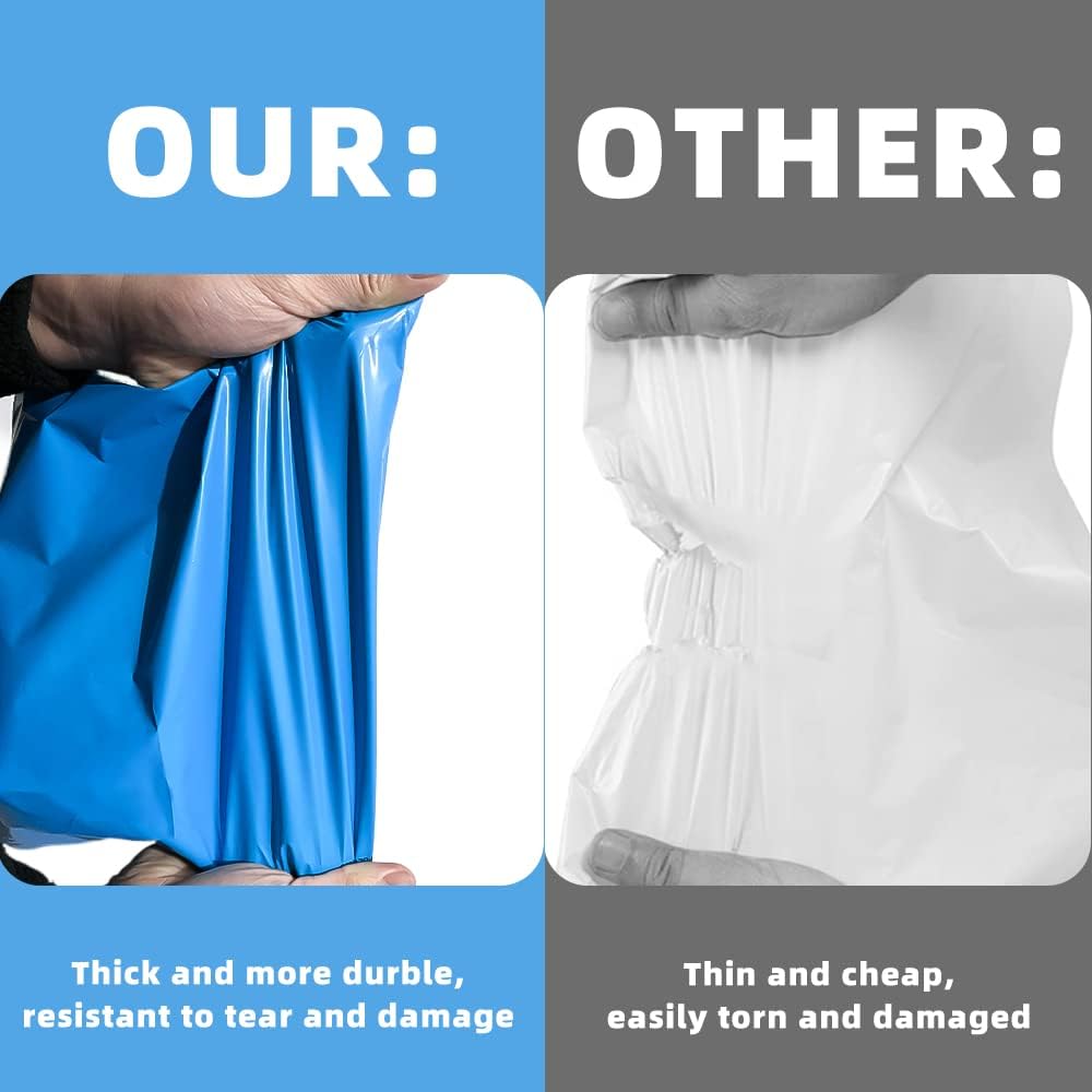 POLYSELLS 100 pcs 10x13 Inches Blue Poly Mailers Shipping Envelopes, Strong Adhesive Sealing, Waterproof, and Tear-resistant Postal Mailing Bags for Clothing, Books, and Accessories
