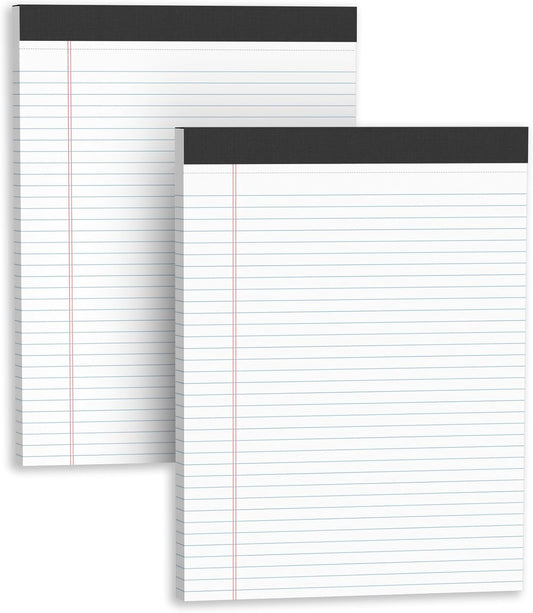 Legal Pads 8.5 X11, Narrow Ruled Notepads, 2 Pack, 50 Sheet/Pad, White Legal Pads, Tear Off Notepad, Perforated Writing Pad, Notebook Paper College Ruled, Notepads for Office Home School, Notepad