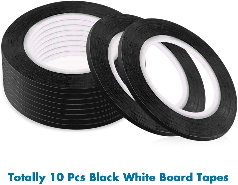 cridoz 10 Rolls 1/8 Pinstripe Tape Dry Erase Board Tape Whiteboard Thin Tape Lines Pinstriping Graphic Chart Line Grid Marking Tape, 108 Feet Per Roll