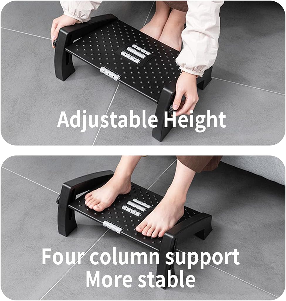 MyPlace Adjustable Height Foot Rest Under Desk at Work - 6 Height Sturdy Office Footrest - Added Comfort Memory Foam - Non Slip Bottom - Straighten Back & Hip & Leg and Improve Posture