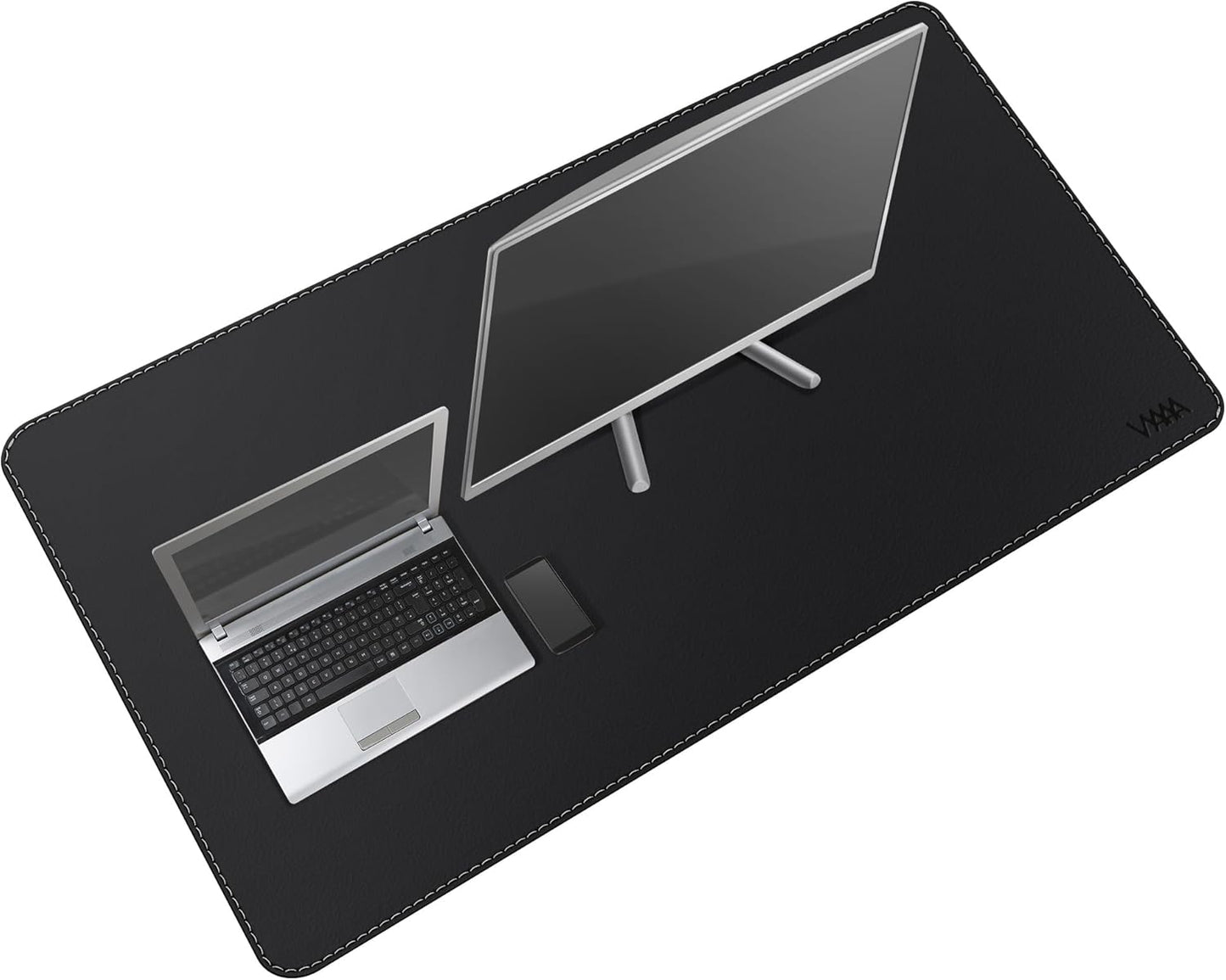 VYAAA Leather Desk Mat, 51"×27.5" Large Mouse Pad, Desktop Protector for Desk, Multifunctional Keyboard Mouse Pad for Home or Office (Black)