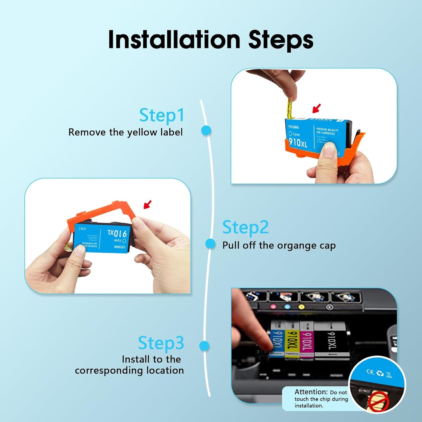 910XL Ink Cartridges Combo Pack Compatible for HP 910 XL Works with HP OfficeJet 8010e 8012e 8014e 8015e 80188022e OfficeJet Pro 8020e 8024e 8025e 8028e 8035e (4Pack)