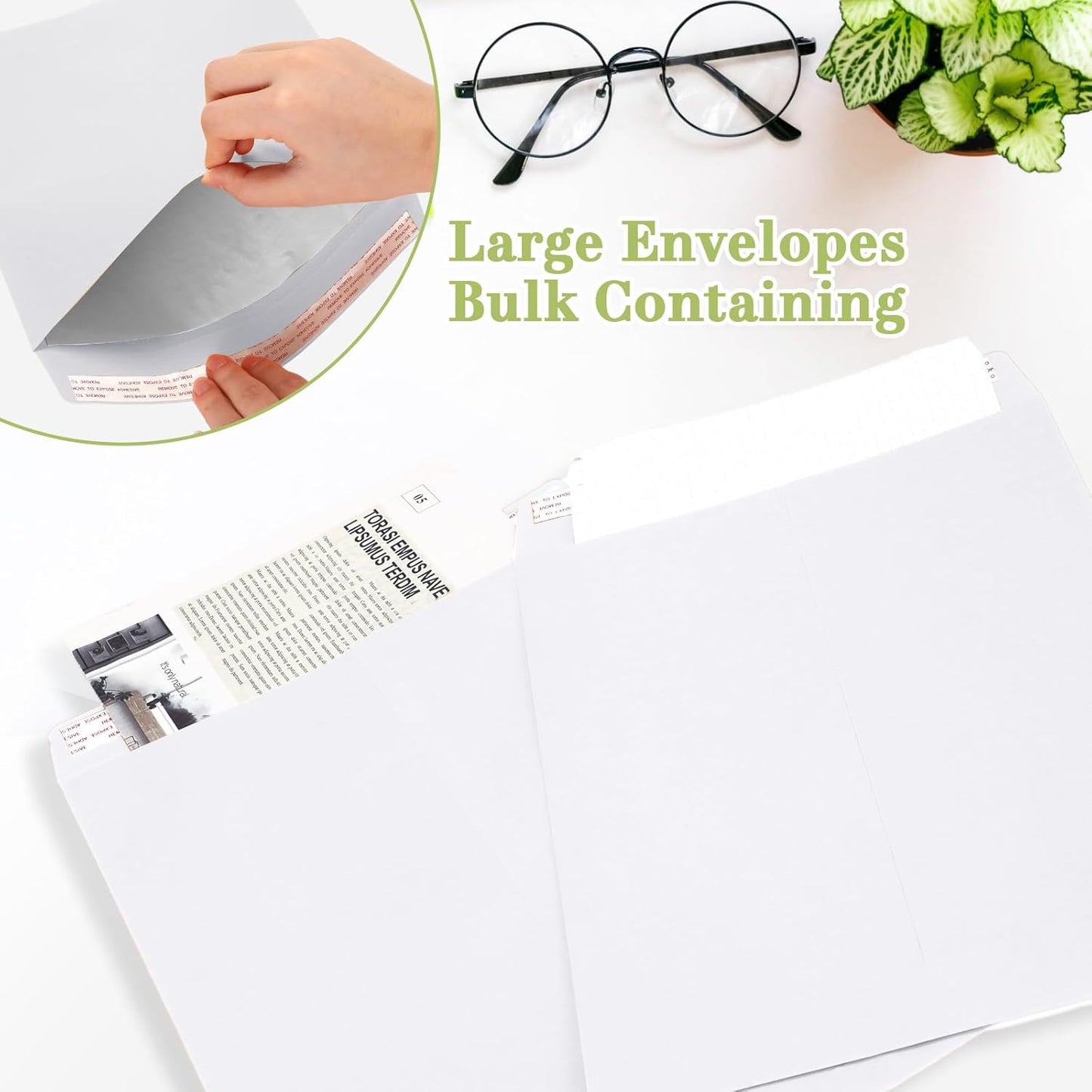 100 Pcs 3 Sizes Catalog Mailing Envelopes, Peel and Seal, Anti Tear Kraft Paper Printable Catalog Envelope for Filing, Storing or Mailing Documents, 6 x 9 In, 9 x 12 In, 10 x 13 In (White)