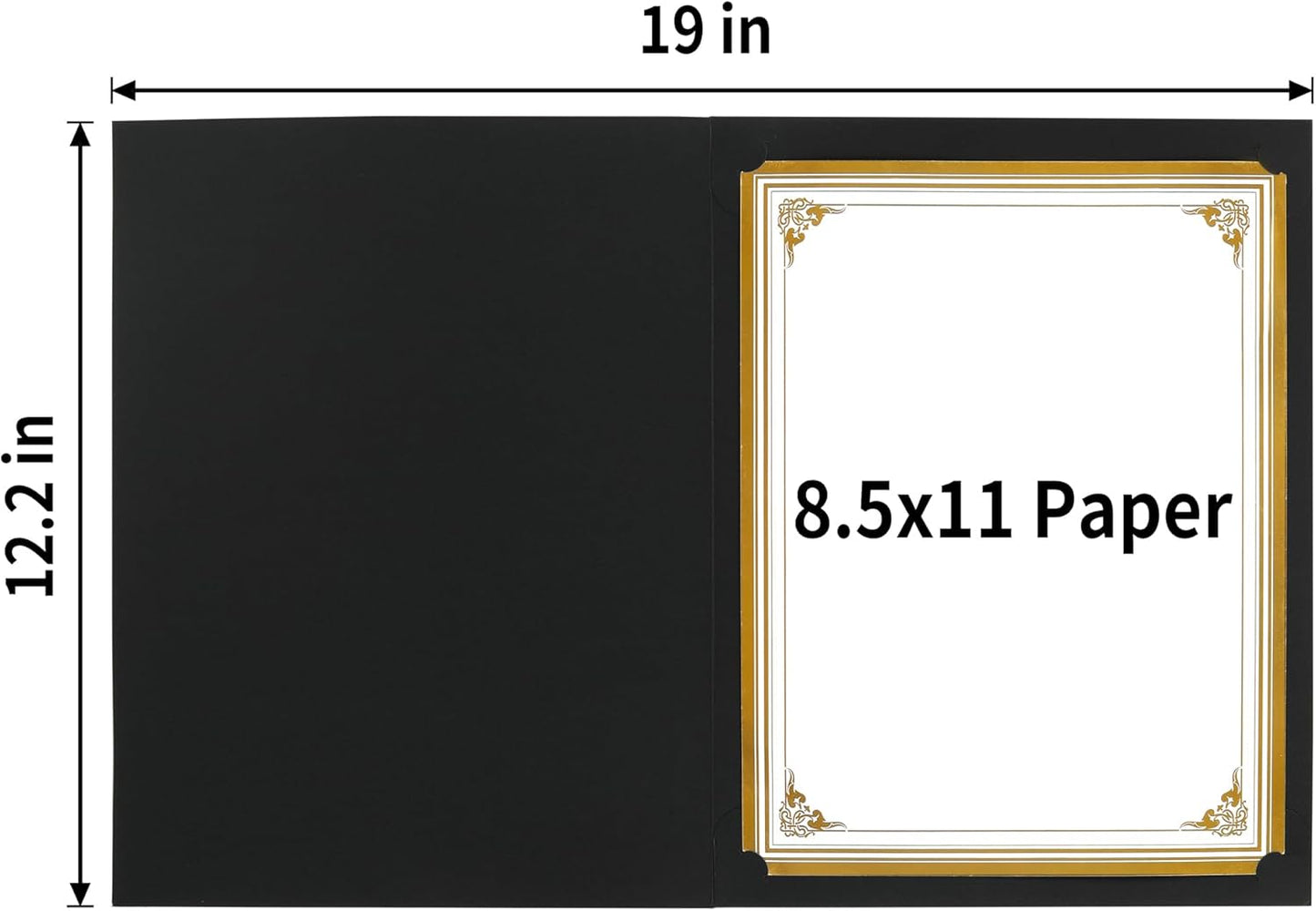 SUNEE Certificate Holders(Black, 30 Packs, New Pattern), Diploma Covers Gold Foil Border, for Letter Size 8.5x11 Certificates, Cardstock, Document Papers