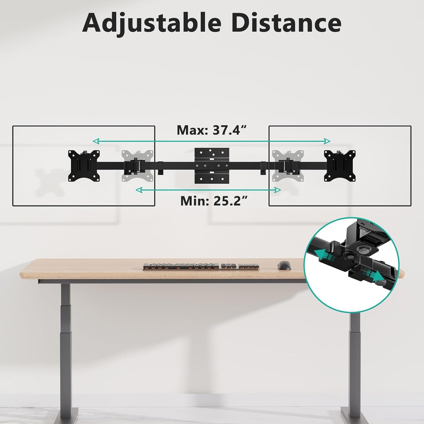WALI Dual Monitor Wall Mount for 17 to 38 Inch, Ultrawide Monitor Arm for 2 Monitors, Swivel Tilt Computer Wall Mount with Mounting Holes 75x75/100x100, Per Arm Holds Up to 19.8lbs (012ARM-38), Black