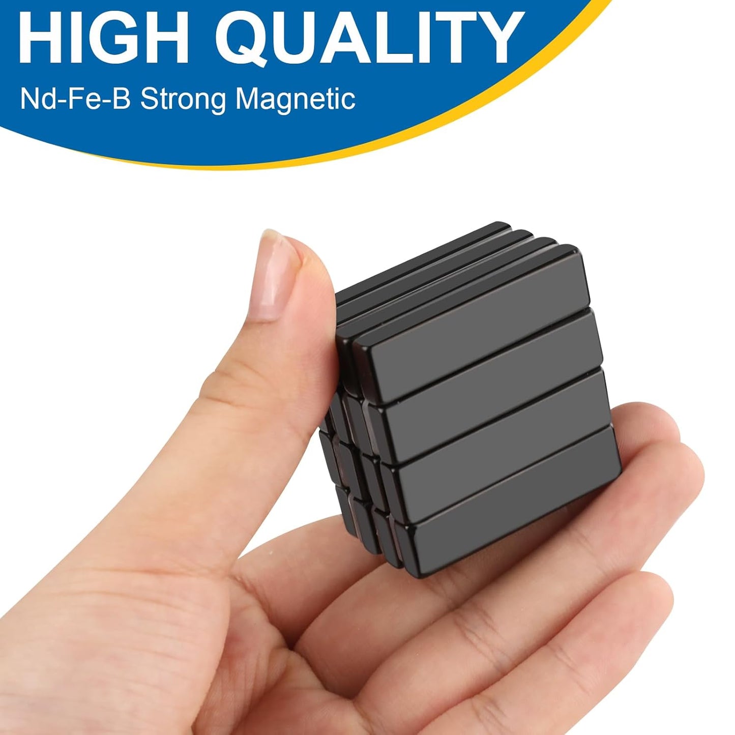 LOVIMAG Neodymium Bar Magnets, Powerful Rare Earth Metal Neodymium Magnet, Black Strong Rectangular Industrial Magnets for Craft, Fridge, Home, Office and Tool Storage - 40 x 10 x 5 mm, Pack of 16