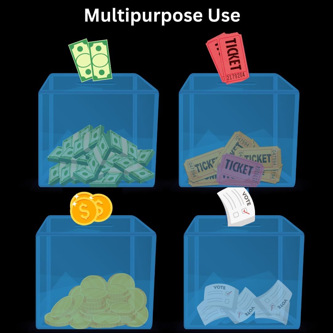 AdirOffice Crystal Blue Acrylic Donation Box with Lock - Multipurpose Suggestion Box for Office, Fundraisers, or School Voting - 6.25x4.5x4 Inches