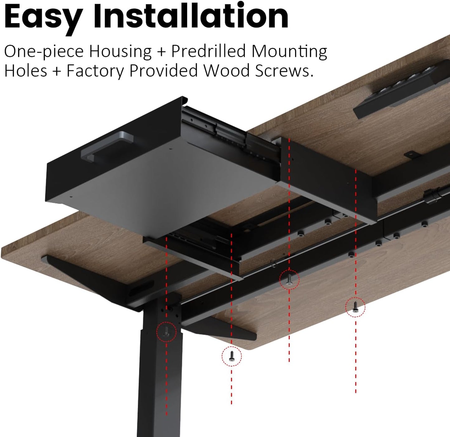 UNITEDPOWER Under Desk Drawer Storage, Pull-Out Office Hidden Counter Drawer, Metal Sliding Organizer Mount Below Table for Standing Electric Adjustable Height Desk, Black