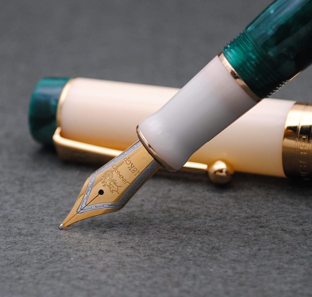 JINHAO 100 Fountain Pen with Ink Converter (Medium Nib 0.7mm, Deep Sea Green-A)