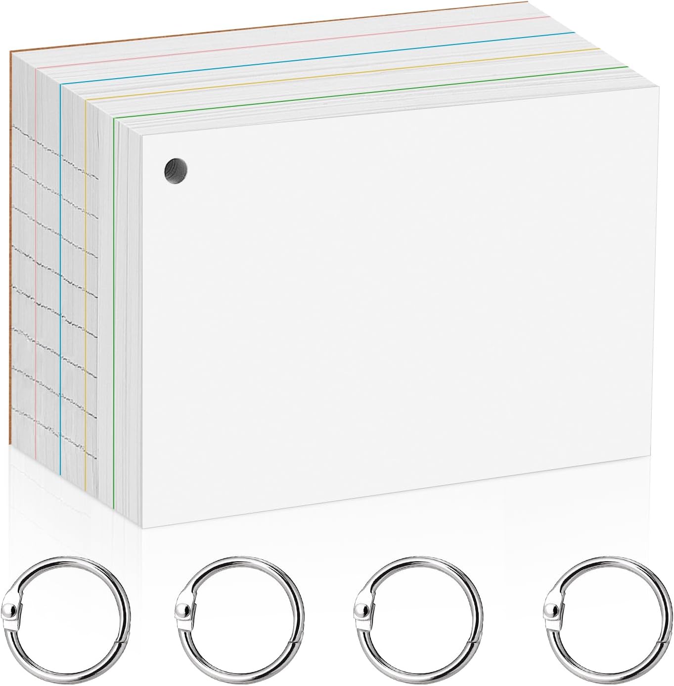 Ruled Flash Cards,500PCS Line Revision Cards, 3.5 x 5 in Index Cards,180GSM Heavy Index Note cards,White Record Cards for Student Essentials Learning Office Notecards Taking to do List Memo (White)