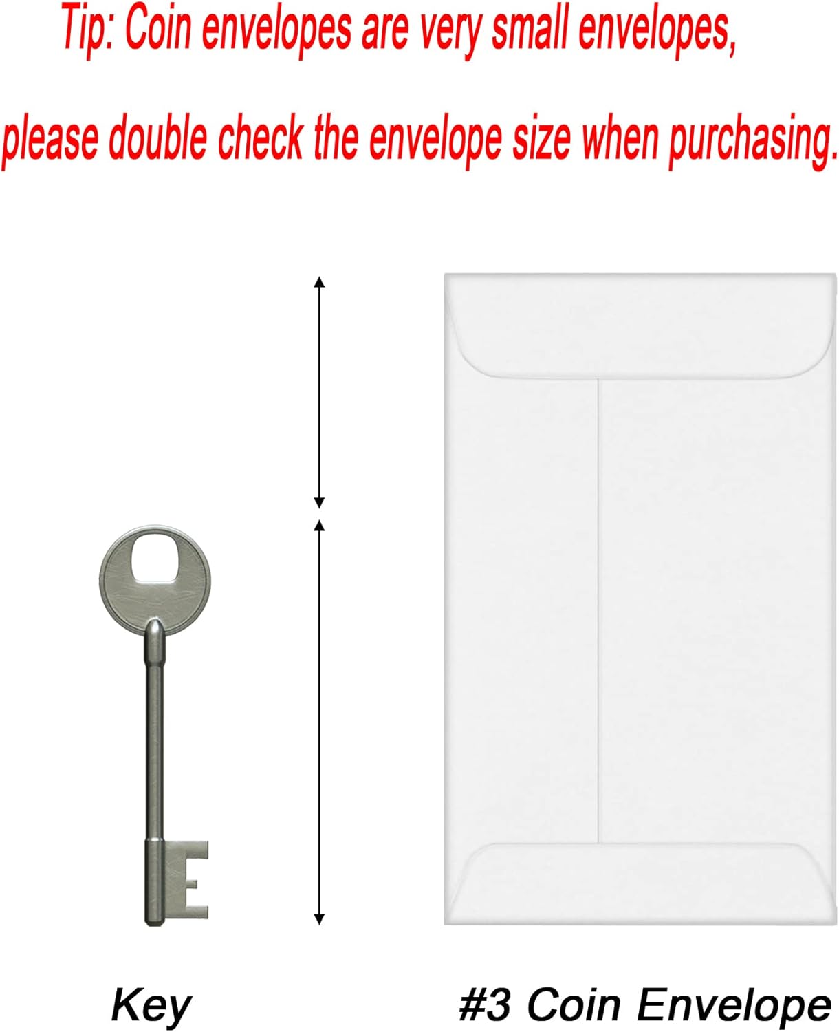 500 PCS #3 Coin Envelopes, 2-1/2'' x 4-1/4'' inches White Kraft Envelopes Classic Small Parts Envelopes with Self Adhesive Gummed Flap for Coins, Cash, Credit Cards, Seeds