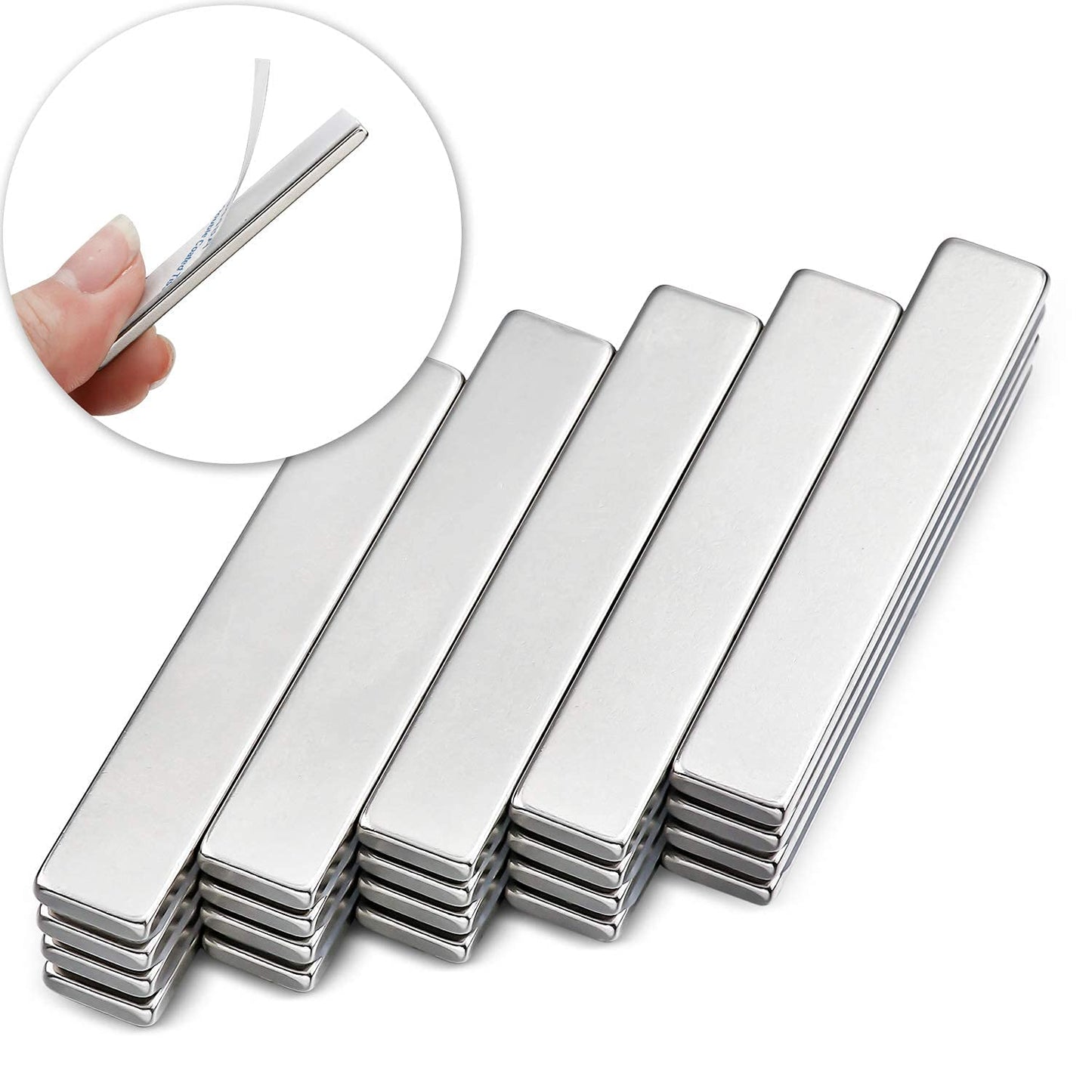 LOVIMAG 20 Pack Strong Neodymium Bar Magnets, Rare Earth Metal Neodymium Magnet for Fridge, Scientific, Shower Door, Office Etc-60 x 10 x 3 mm