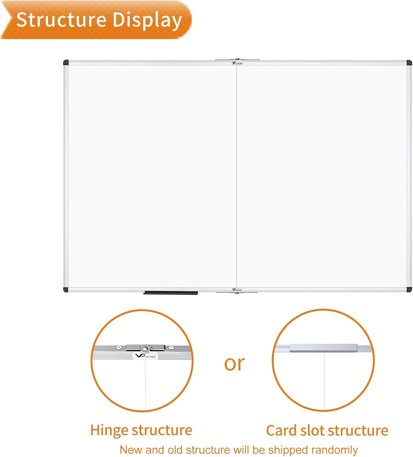 VIZ-PRO Magnetic Dry Erase Board, 72 X 40 Inches, Foldable Wall-Mounted Whiteboard with Silver Aluminum Frame & Marker Tray for School Office and Home