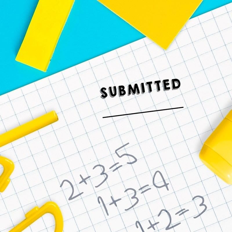 Custom Self-Inking Book Stamps | 49 Cute Designs | Fun Phrases | Grading Made Easy | Classroom, Library and More (Submitted, Xtra Wide)